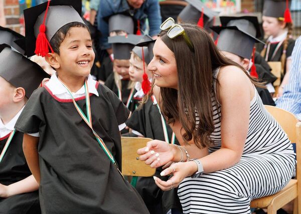 Jacob Ajith with early years educator Emma Hendrick