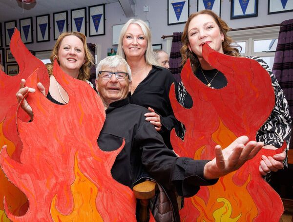 Fr Jim O'Connell with his backing singers Vanessa Dowling, Ruth Rooney and Louise Bolger