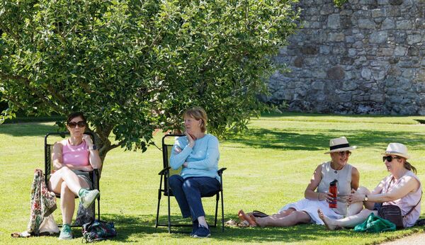 Linda Talbot, Margaret Murphy, Jackie Byrne and Pauline Downey enjoy the sunshine in Altamont Gardens