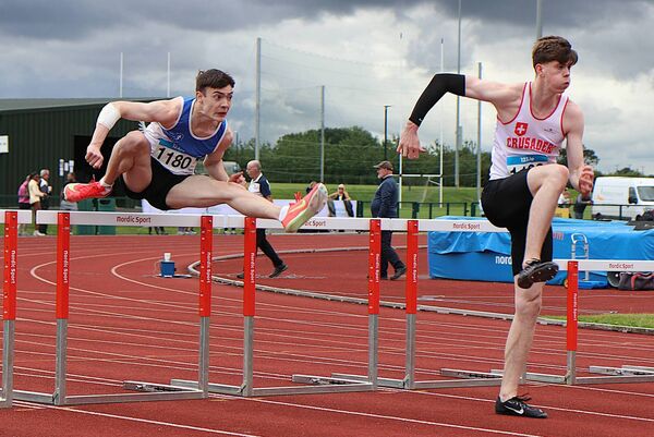 Ruben McCarthy in the 110m Hurdles at the AAI Games Photo: Perri Williams 