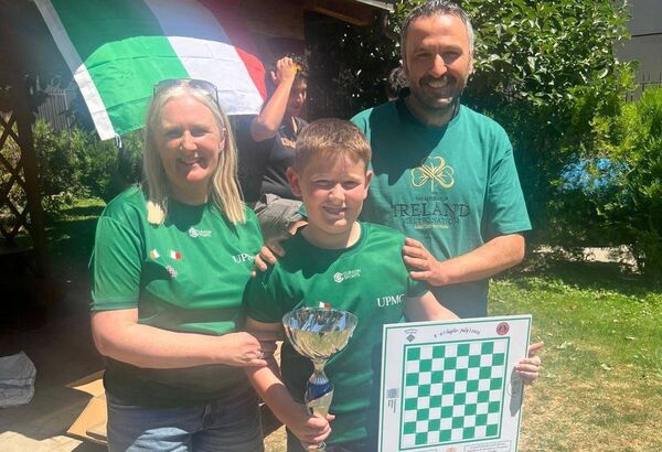 Kenny Bolger was third in the U12 individual's tournament, an impressive result! Kenny is pictured with his draughts coach Mairéad Breen and Italian event organiser Paolo Faleo Kenny Bolger was third in the U12 individual's tournament, an impressive result! Kenny is pictured with his draughts coach Mairéad Breen and Italian event organiser Paolo Faleo