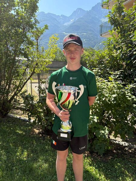 Danny Donegan, captain of the senior team, with the beautiful second place cup which now has pride of place in the club Danny Donegan, captain of the senior team, with the beautiful second place cup which now has pride of place in the club