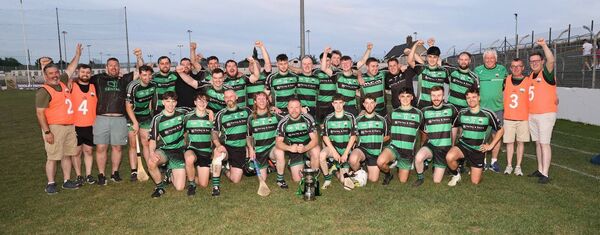 Bagenalstown Gaels celebrate after their Junior Hurling Championship success Photo: Pat Ahern