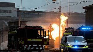 Firefighters tackle blaze at George's Dock in Dublin city centre Firefighters tackle blaze at George's Dock in Dublin city centre