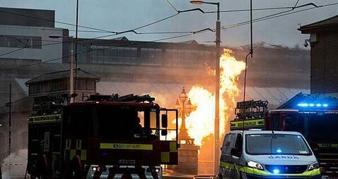 Firefighters tackle blaze at George's Dock in Dublin city centre