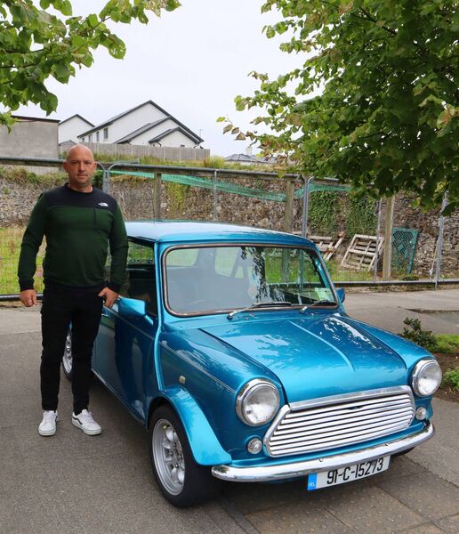 Proud Nigel Nolan with his Mini Cooper 1991 model at Baltinglass Proud Nigel Nolan with his Mini Cooper 1991 model at Baltinglass