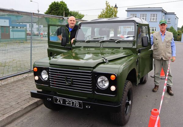 Father and Son, Michael Burnett Jnr and Snr with their 1972 rebuilt Landrover in Baltinglass Father and Son, Michael Burnett Jnr and Snr with their 1972 rebuilt Landrover in Baltinglass