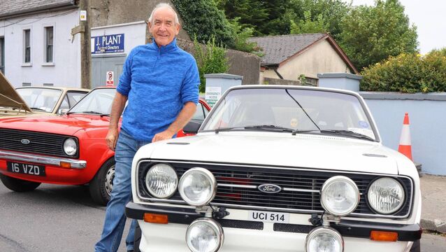 <p>Cyril Whitford with his Mk2 Escort from 1978 at Baltinglass Photos: Paul Curran</p>