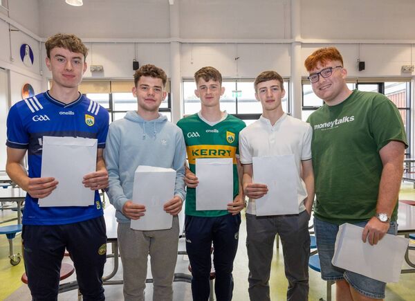 Pictured after picking up their Leaving Cert results in St Mary’s Knockbeg College were James Gannon, Cillian Langton, Conor George, Will Owens and Patrick Kelly Pictured after picking up their Leaving Cert results in St Mary’s Knockbeg College were James Gannon, Cillian Langton, Conor George, Will Owens and Patrick Kelly