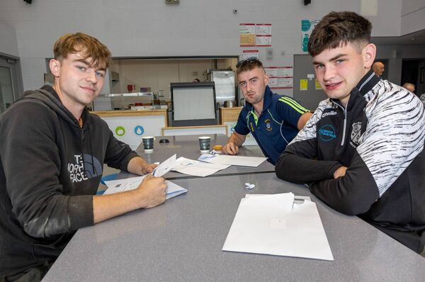 Cormac Nolan, Rían Lafford and Cian Knowles in Knockbeg College Cormac Nolan, Rían Lafford and Cian Knowles in Knockbeg College