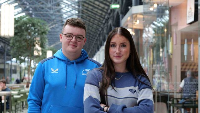 <p>Darren Maher, app developer and SETU student, with his co-creator Ava McGuirk</p>