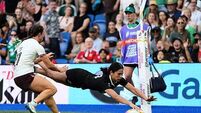 Braxton Sorensen-McGee scores hat-trick as World Cup holders NZ thrash Ireland