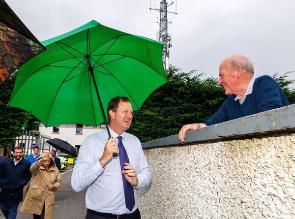 Minister for justice Jim O'Callaghan chats with Pat McCarthy during his visit to Carlow Garda Station Minister for justice Jim O'Callaghan chats with Pat McCarthy during his visit to Carlow Garda Station