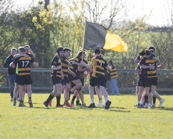 County Carlow players celebrate after reaching the 2024/25 Towns Cup final.