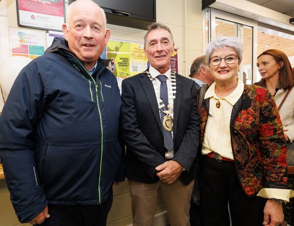Fr John Dunphy, mayor of Carlow cllr Paul Doogue and Marian Duffy