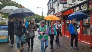 <p>Presidential hopeful Catherine Connolly campaigning in Carlow town on Friday </p>