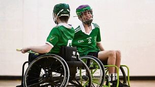 <p>Carlow's Cormac Nolan playing for Leinster in their victory in the M. Donnelly GAA Wheelchair Hurling &amp; Camogie All-Ireland Finals 2025 match against Ulster at SETU Carlow. Photo: Sportsfile/Ben McShane</p>