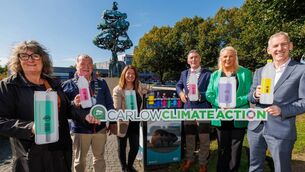 <p>Dee Sewell, Environmental Awareness Officer, Carlow County Council, Cian Madden, Senior Engineer, Carlow County Council, Mayor of Carlow, Cllr Paul Doogue and Dermot Mulligan, Chief Marketing Officer of Re-turn Photo: Michael O’Rourke Photography</p>