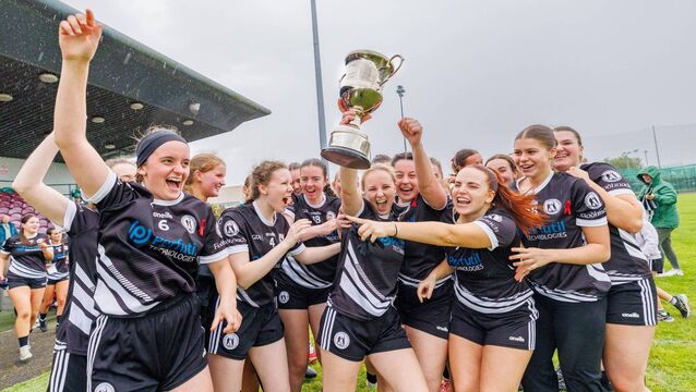 Fenagh celebrate after defeating Kildavin/Clonegal in the IFC final in the SETU. Carlow. Pic: © Michael O’Rourke Photography <p>Fenagh celebrate after defeating Kildavin/Clonegal in the IFC final in the SETU. Carlow. Pic: © Michael O’Rourke Photography</p>