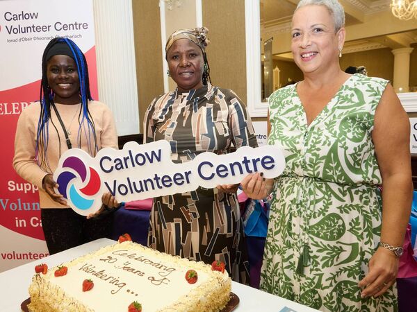 At the Carlow Volunteer Centre's 20th anniversary celebrations in the Seven Oaks Hotel were Motela Ogunowo, Josephine Ogunowo and Natasha Webb of Carlow Volunteer Centre Photos: Michael O'Rourke