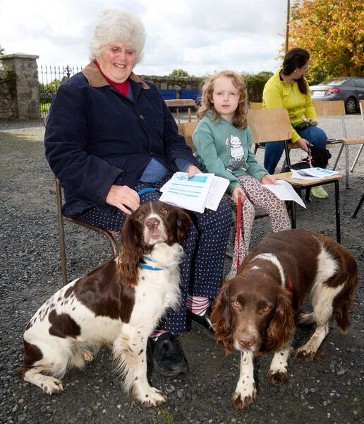 Mary Couchman and her granddaughter Serena Couchman with their dogs Sorell and Sybil