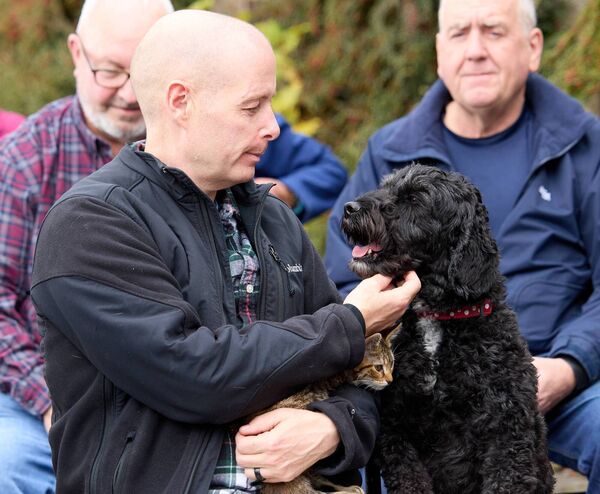 Jeremy Delaney with Dinny Kelly and Lulu during the blessing of the Animals at St. Mary’s and Urglin Church of Ireland, Carlow. Pic: © Michael O’Rourke Photography