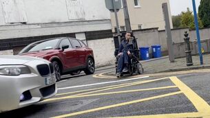 <p>Eoin attempting to cross at Governey Road and Castle Hill, Carlow </p>