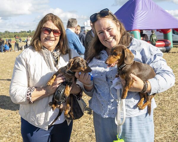 Sylvia Manley and Max with Fiona Redmond and Luna