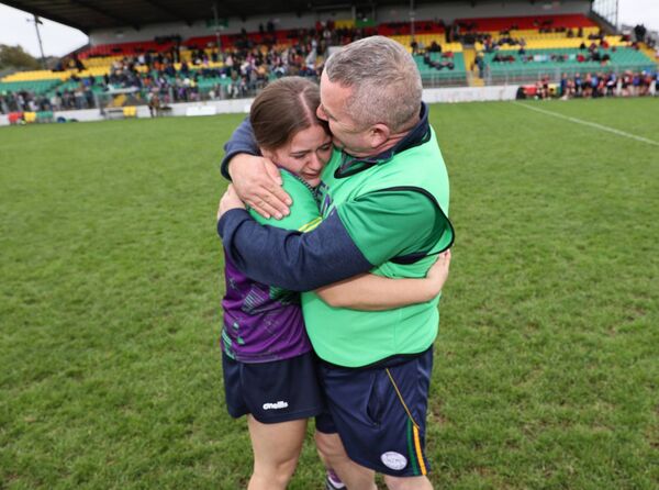 Setanta manager Davie Holden congratulates his daughter Kayla after Setanta's historic victory Photo: Pat Ahern Setanta manager Davie Holden congratulates his daughter Kayla after Setanta's historic victory Photo: Pat Ahern