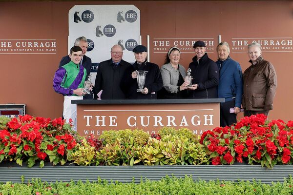 Pat Foley celebrates with the winning connections after Tango Flare's win at the Curragh on Champions Weekend Photo: ©INPHO/Laszlo Geczo Pat Foley celebrates with the winning connections after Tango Flare's win at the Curragh on Champions Weekend Photo: ©INPHO/Laszlo Geczo