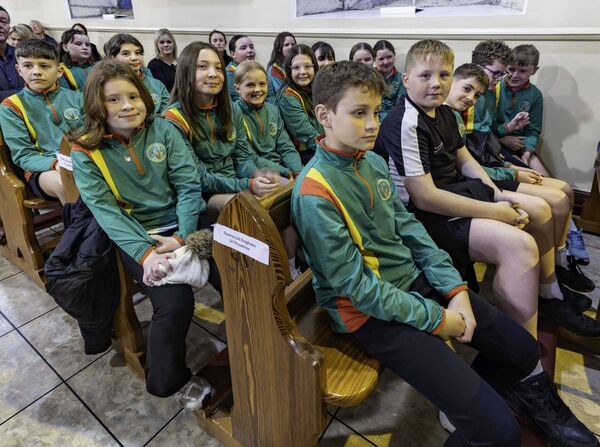 Members of the Gaelscoil Cheatharlach Rang 6 waiting to perform at the concert Members of the Gaelscoil Cheatharlach Rang 6 waiting to perform at the concert