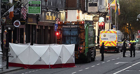 Pedestrian (30s) dies after being struck by a truck on Dame Street