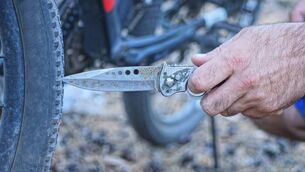 <p>Three of the four tyres were slashed.</p>