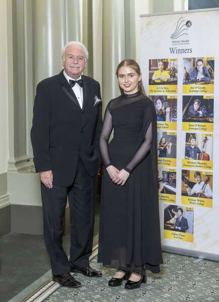 Clare pictured with the host of the awards ceremony Marty Whelan 