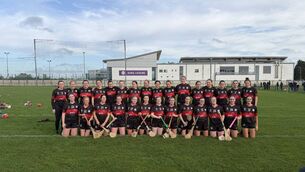 <p>The Mount Leinster Rangers team before their Leinster Camogie semi-final against Na Fianna in Trim GAA club</p>