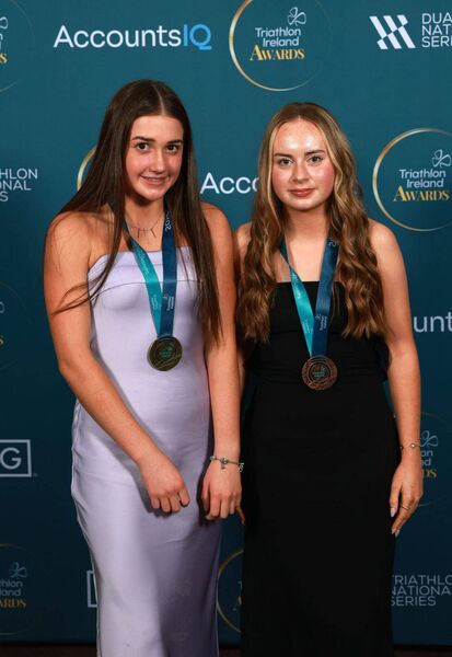 Amy O'Rourke, pictured with Waterford's Aoibheann Ryan at the Triathlon Ireland Awards.