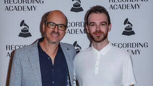<p>Carlow musician Brian Shiel (right) alongside Los Angeles based 19-time Grammy &amp; Latin Grammy winner Rafa Sardina</p>