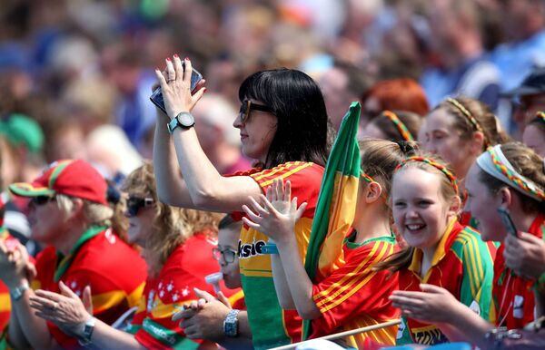 Carlow supporters at Croke Park for the 2018 Leinster semi-final against Laois. Murphy believes the Carlow support can be a powerful thing but admits it's up to him and the players to give them something to get behind Photo: ©INPHO/Bryan Keane