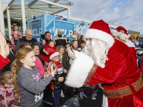 Santa Claus is greeted by enthusiastic children at the Fairgreen Shopping Centre in Carlow