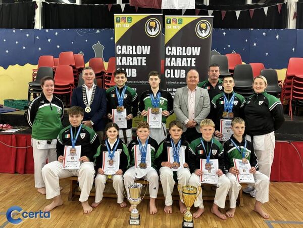 Carlow Karate Europeans Team with Fundraiser supporters from Carlow Council Paul Doogue & Fergal Browne Carlow Karate Europeans Team with Fundraiser supporters from Carlow Council Paul Doogue & Fergal Browne