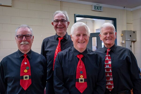 Tony Corcoran, Bernard Jennings, Kevin Cuddy and Mick Daly from the Carlow Community Choir at the rehearsal for Maksym Lozovyi Christmas Concert