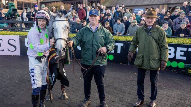 <p>Paul Townend and Trainer Willie Mullins after winning The Unibet Morgiana Hurdle with Lossiemouth at Punchestown on Saturday Photo: ©INPHO/Morgan Treacy</p>