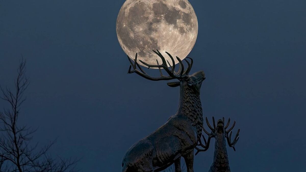Moon rising over Deerpark roundabout in Carlow town