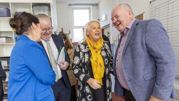 Minister Moynihan, Catherine Callaghan TD, minister Jennifer Murnane O'Connor and Damian White, former president of the Irish Primary Principals Network, share a laugh