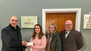 <p>Mark Cradock, president of Carlow Little Theatre Society, handing over a cheque to Lisa Morris, manager of Amber. They are joined by Gaslight cast members, Zoe Sheriff and Paul McManus</p> <p>Mark Cradock, president of Carlow Little Theatre Society, handing over a cheque to Lisa Morris, manager of Amber. They are joined by Gaslight cast members, Zoe Sheriff and Paul McManus</p>