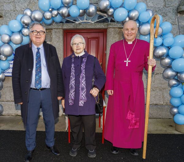 Pictured at the St. Columba's NS 200th anniversary celebration in Tullow were, Right Reverend Adrian Wilkinson (Bishop of Cashel, Ferns &amp; Ossory), former Principal Richard Codd and former teacher Mabel Griffin. Pic: © Michael O’Rourke Photography
