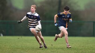 <p>Lorcan O'Connor on the ball for Presentation College</p>