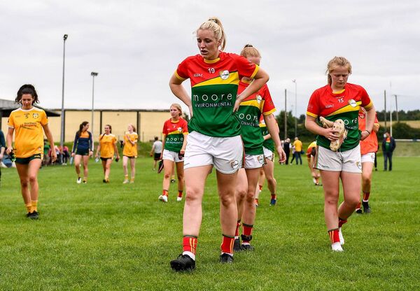 Elaine Ware and her team-mates, including future Ireland rugby star Dannah O'Brien leave the field after the 2021 TG4 All-Ireland Ladies Football Junior Championship Semi-Final defeat to Antrim Photo: Ben McShane/Sportsfile Elaine Ware and her team-mates, including future Ireland rugby star Dannah O'Brien leave the field after the 2021 TG4 All-Ireland Ladies Football Junior Championship Semi-Final defeat to Antrim Photo: Ben McShane/Sportsfile