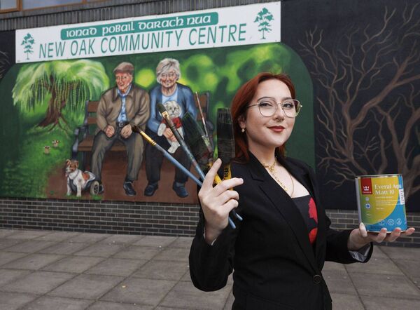 August: The very talented Kirstie Maher who created the beautiful mural at the New Oak Community Centre in Carlow August: The very talented Kirstie Maher who created the beautiful mural at the New Oak Community Centre in Carlow