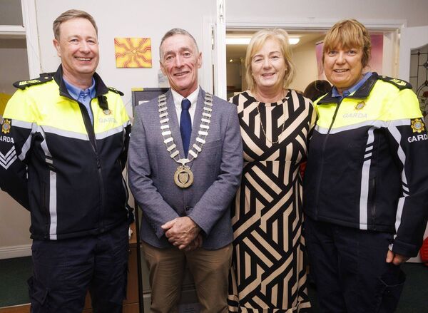 Sgt Conor Egan, cllr Paul Doogue, his wife Elaine and Sgt Fiona Fitzpatrick Sgt Conor Egan, cllr Paul Doogue, his wife Elaine and Sgt Fiona Fitzpatrick